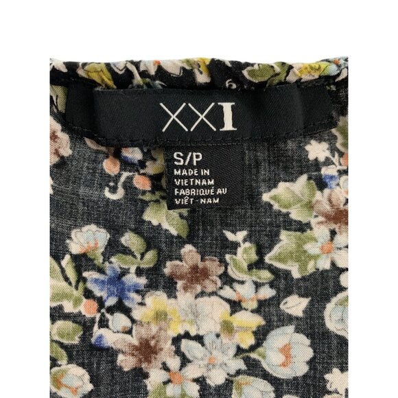 XXI Floral Button-Down Romper Womens Spaghetti Straps Black Multicolor Size SP - Picture 8 of 9
